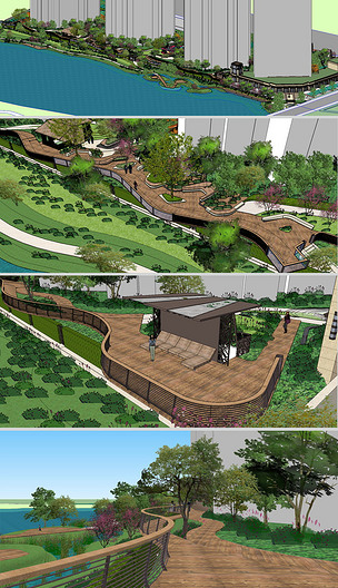 濱水景觀設計su模型下載-編號19129216-景觀小品