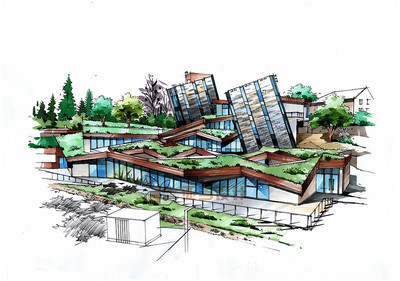 藝術(shù)展覽館建筑景觀手繪設(shè)計(jì)